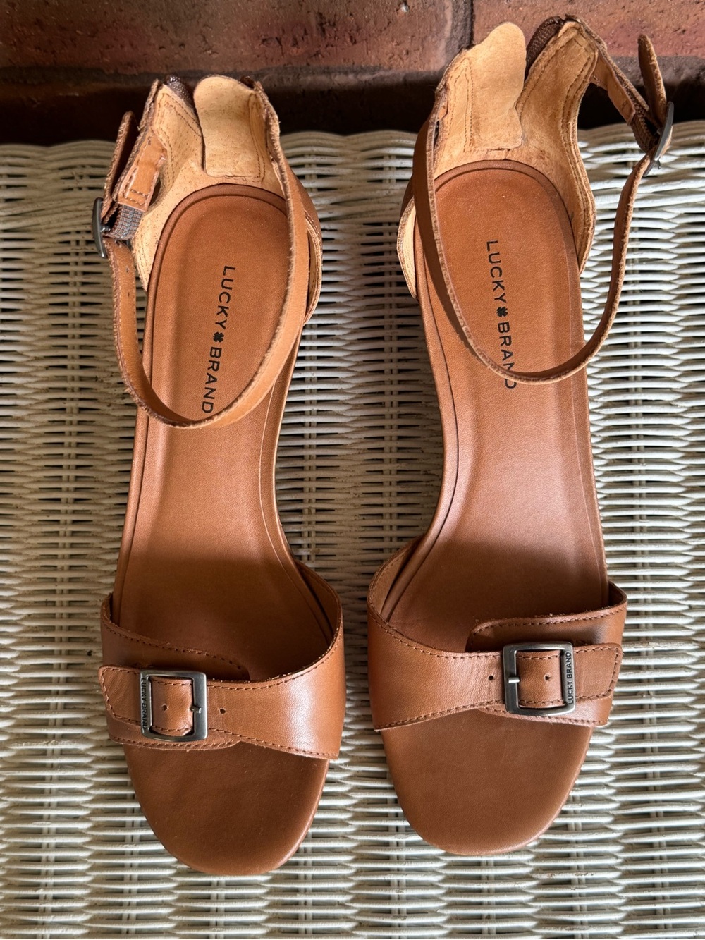 Lucky Brand Women’s Tan Leather Ankle-Strap Sandals - Picture 6 of 7
